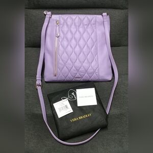 Vera Bradley Genuine Leather Quilted Molly Crossbody Lavender Purple Purse
